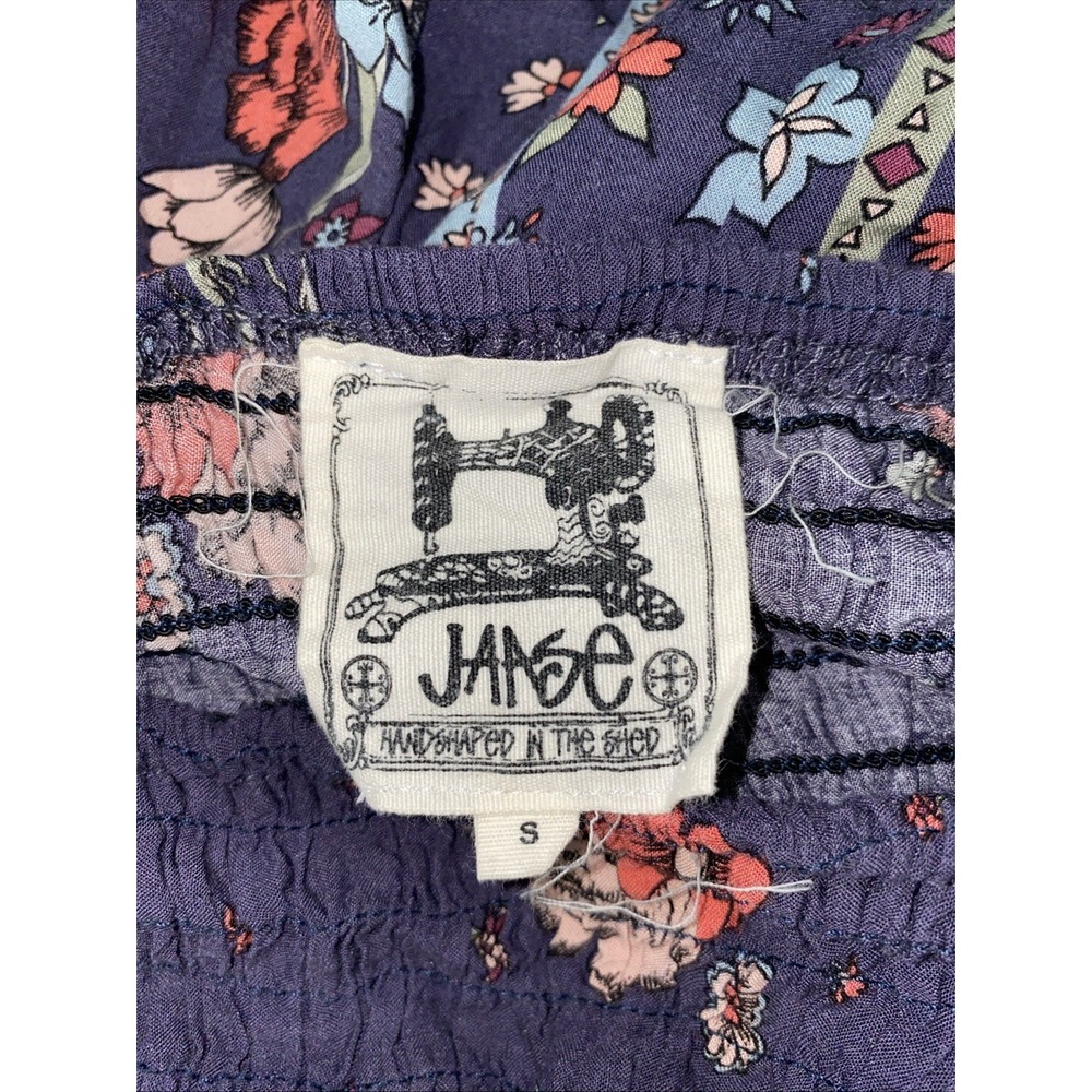 Jaase Small Blue Purplish Floral Boho Off Shoulder Smocked Midi Dress Beautiful - Picture 9 of 11